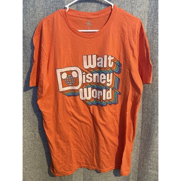 Disney Parks Walt Disney World Retro Logo Orange T-shirt Adult XL - Picture 1 of 4